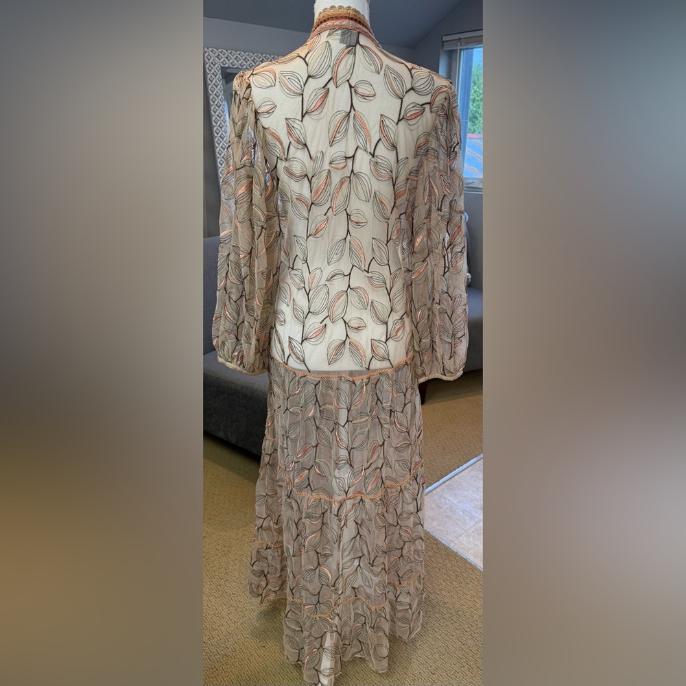 Bl-nk Tulle Duster Kimono Anthropologie One Size Floral Embroidered - Picture 7 of 11